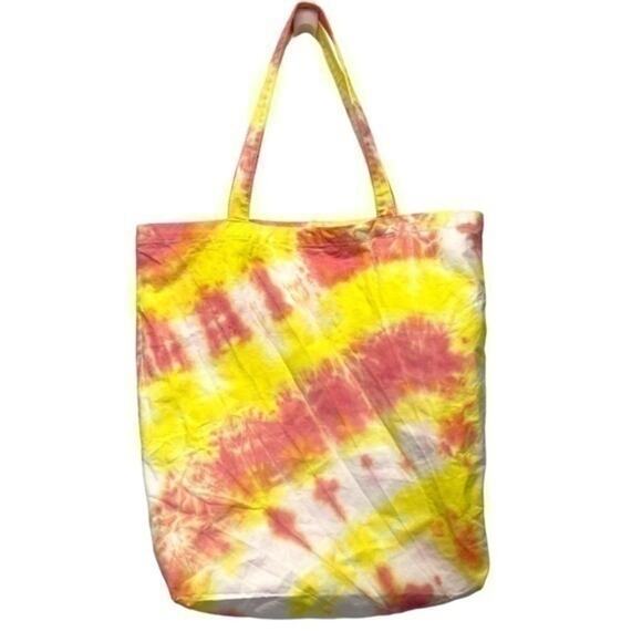 New Hand Crafted Tie Dye Tote Bag Canvas Cotton Yellow and pink Handmade - Picture 1 of 11